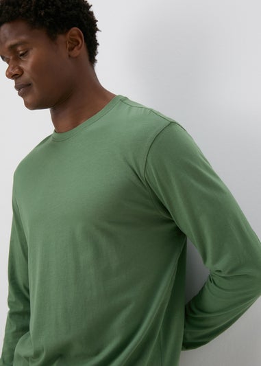 Green Essential Crew Neck Long Sleeve T-Shirt