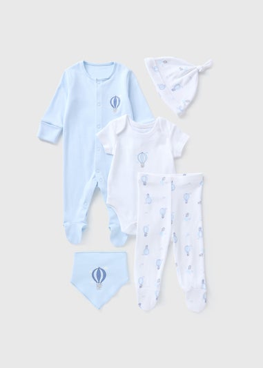 5 Pack Baby Blue Layette Sleepsuit Set (Newborn-9mths)