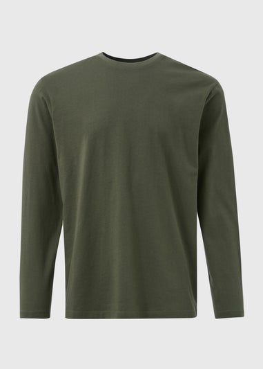 Khaki Long Sleeve Crew Neck T-Shirt