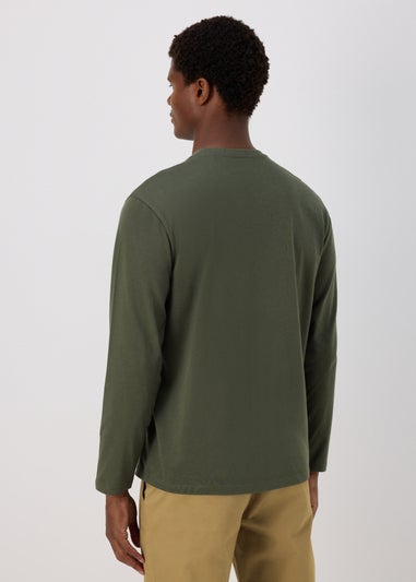 Khaki Long Sleeve Crew Neck T-Shirt