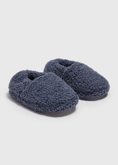 Boys Blue A Line Borg Slippers (Younger 4-12)