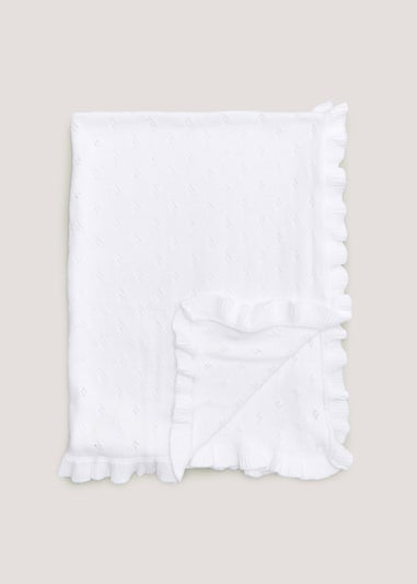 Baby White Frill Edge Shawl