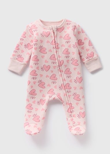 Baby Pink Heart Sleepsuit (Newborn-18mths)