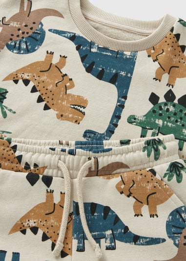 Boys Cream Dinosaur Sweatshirt & Jogging Bottoms Set (1-7yrs)