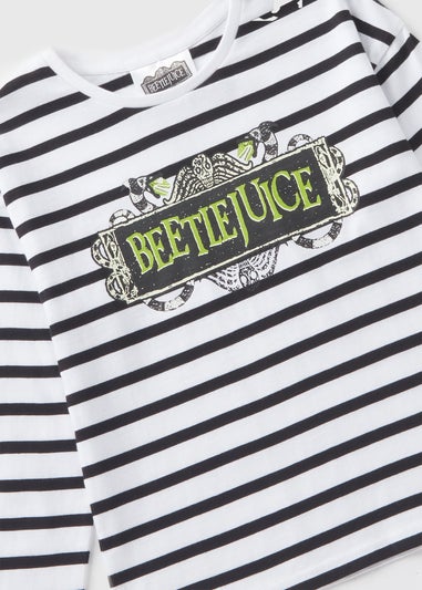 Beetlejuice Girls White Stripe Long Sleeve Top (7-13yrs)