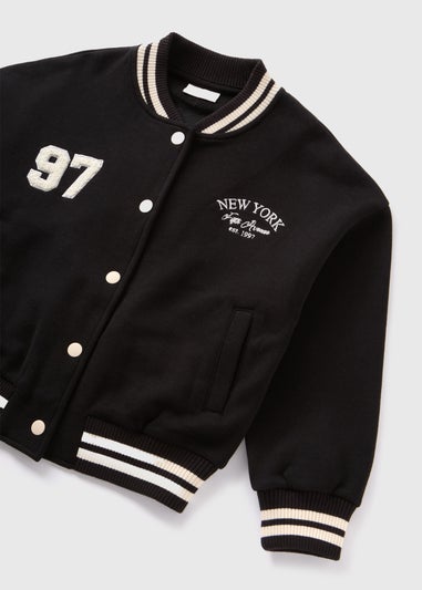 Girls Black Varsity Jacket (7-15yrs)