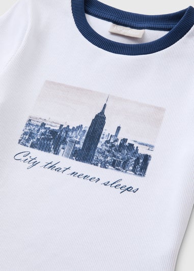 Girls White New York Ringer T-Shirt (7-15yrs)