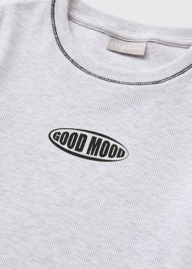 Girls Grey Good Mood Ringer T-Shirt (7-15yrs)