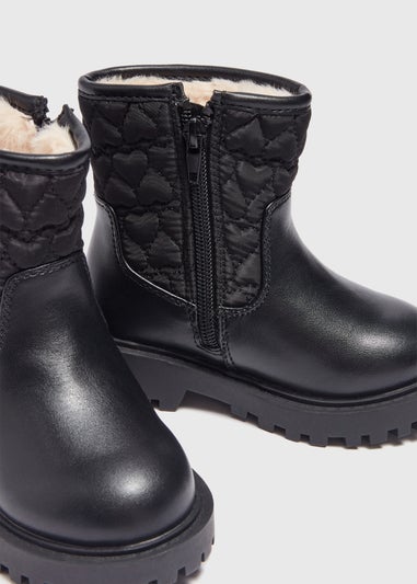 Girls Black Quilted Calf Boot (Younger 4-12)