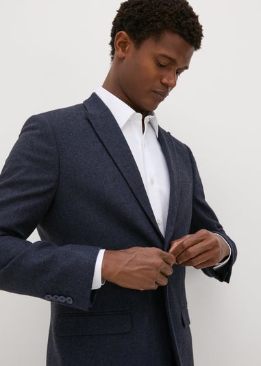 Taylor & Wright Navy Herringbone Highclere Slim Fit Jacket