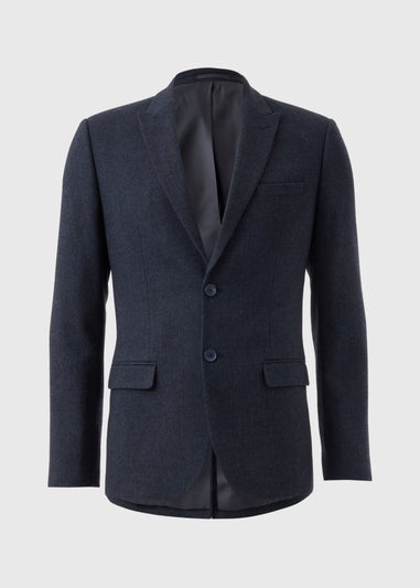 Taylor & Wright Navy Herringbone Highclere Slim Fit Jacket