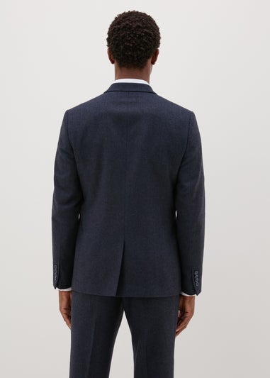 Taylor & Wright Navy Herringbone Highclere Slim Fit Jacket