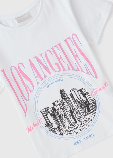 Girls White Los Angeles T-Shirt (7-15yrs)