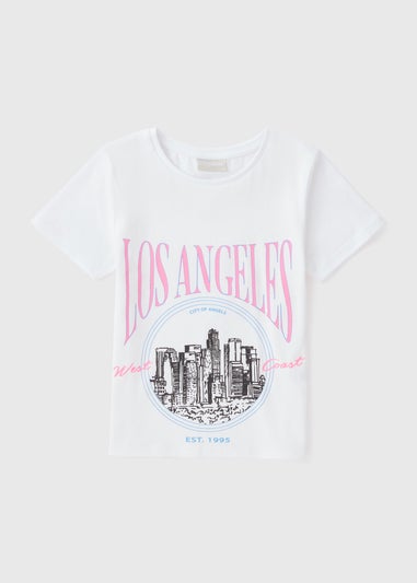 Girls White Los Angeles T-Shirt (7-15yrs)