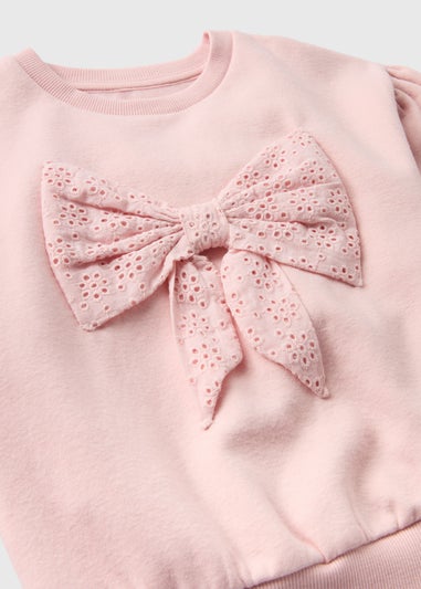 Girls Pink Bow Sweatshirt & Leggings Set (1-7yrs)