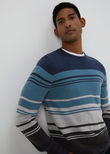 Blue Block Stripe Jumper