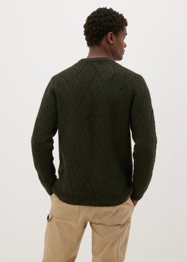 Khaki Textured Knit Jumper