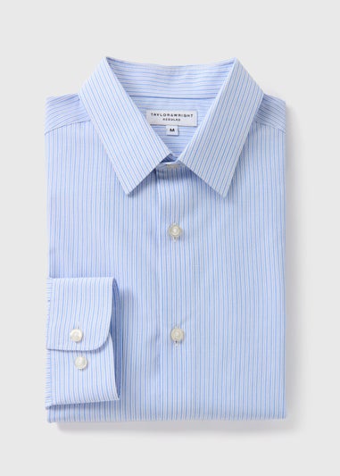 Taylor & Wright Blue Striped Regular Fit Shirt