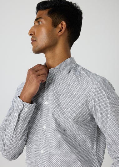 Taylor & Wright White Geometric Slim Fit Shirt