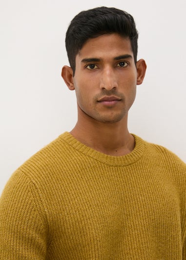 Mustard Ribbed Crew Neck Jumper