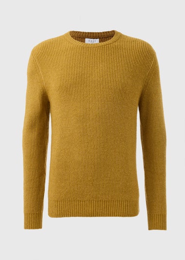 Mustard Ribbed Crew Neck Jumper