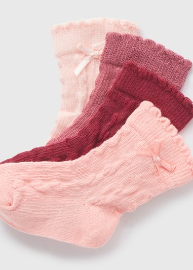 4 Pack Baby Pink Pointelle Socks