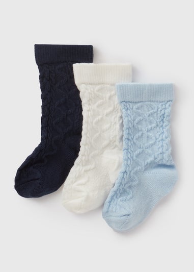 3 Pack Baby Blue Knee High Socks (Newborn-12mths)