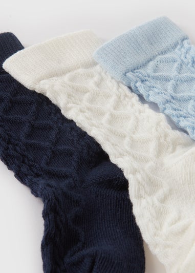 3 Pack Baby Blue Knee High Socks (Newborn-12mths)