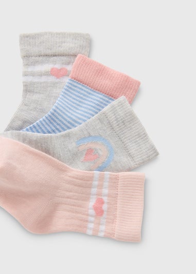 4 Pack Baby Pink Sports Socks (Newborn-24mths)