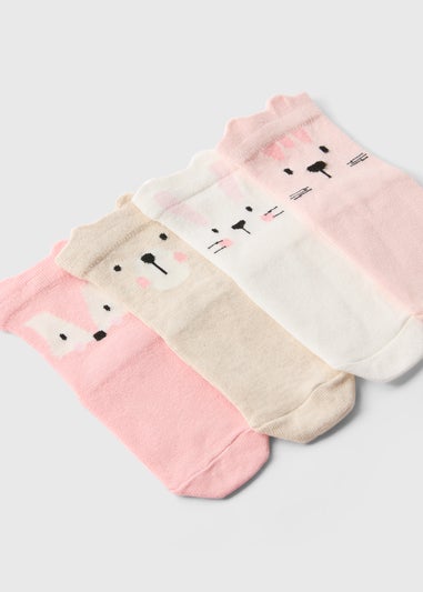 4 Pack Baby Pink Animal Socks (Newborn-24mths)