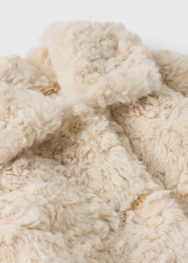 Girls Cream Faux Fur Jacket (1-7yrs)