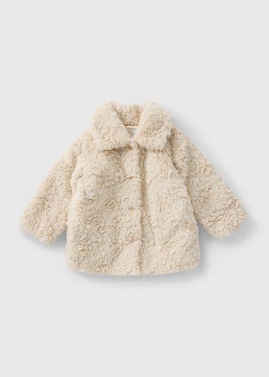 Girls Cream Faux Fur Jacket (1-7yrs)