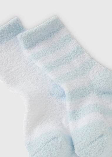 2 Pack Baby Blue Stripe Cosy Socks (Newborn-6mths)