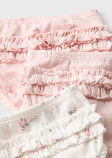 3 Pack Baby Pink Floral Frill Knickers (Newborn-23mths)