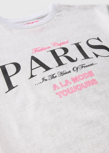 Girls White Paris T-Shirt (7-15yrs)