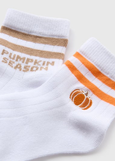 2 Pack White Pumpkin Socks (Younger 6-Older 5.5)