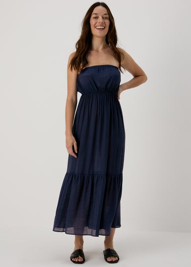 Navy Bandeau Maxi Dress