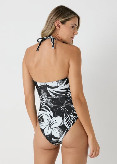 Black Floral Twist Swimsuit