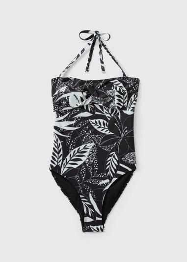 Black Floral Twist Swimsuit