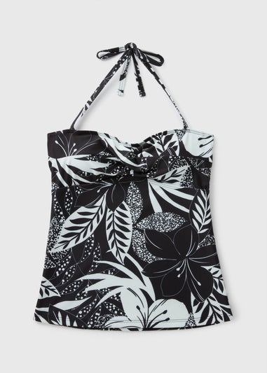 Black Floral Tankini Top