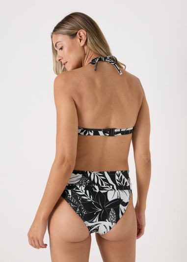 Black Floral High Waist Bikini Bottoms