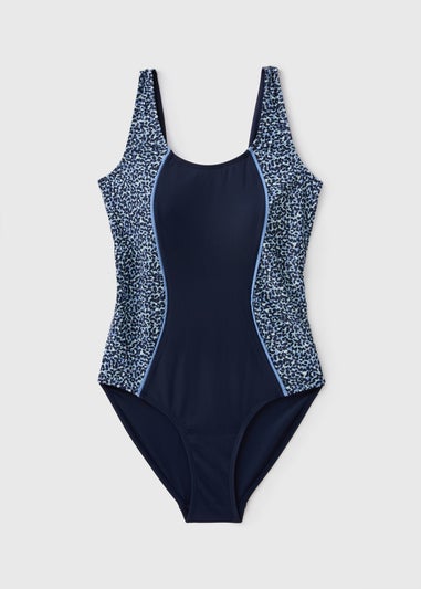 Navy Panel Sports Swimsuit