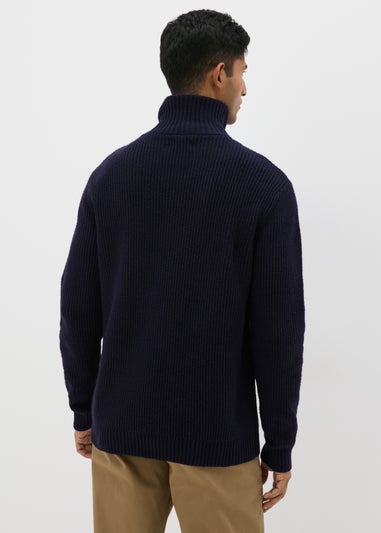 Navy Ribbed 1/4 Zip Jumper