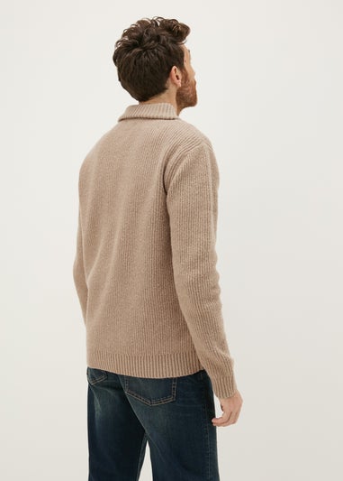 Stone Ribbed 1/4 Zip Jumper