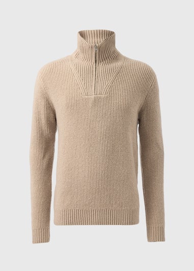 Stone Ribbed 1/4 Zip Jumper