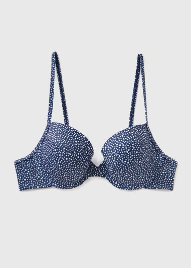 Navy Spot Cupped Bikini Top