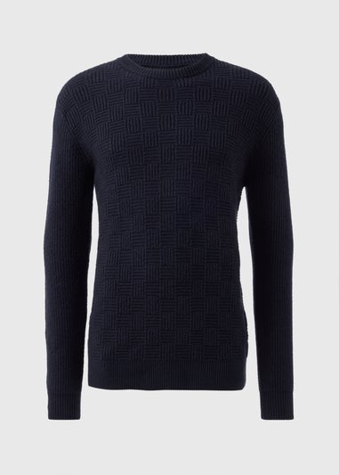 Navy Ribbed Crew Neck Jumper