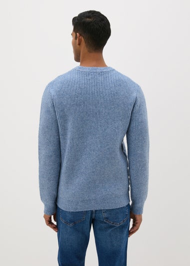 Blue Ribbed Texture Jumper