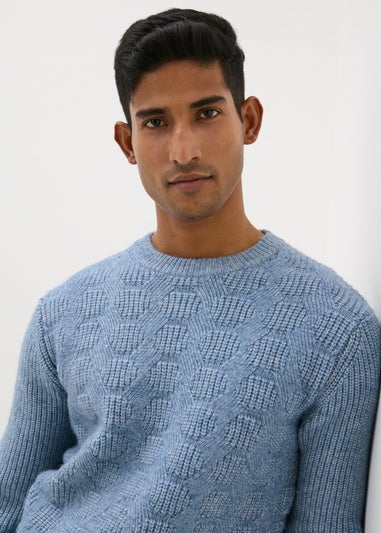 Blue Ribbed Texture Jumper