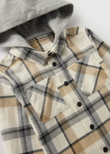 Boys Stone Check Hooded Shacket (1-7yrs)